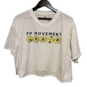 FP Movement Inspire Court Logo Tee Womens Medium White Tennis Graphic Shirt